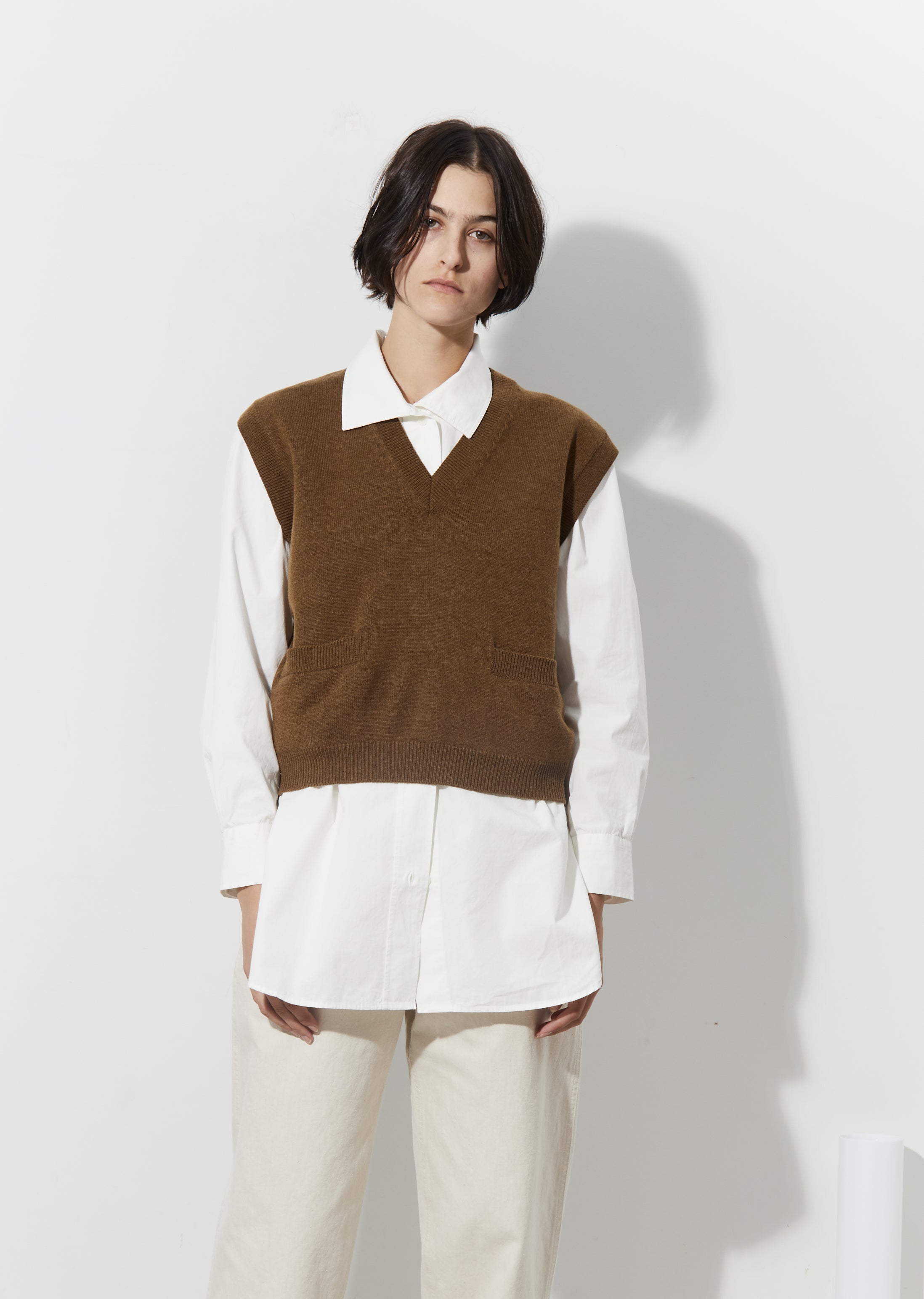 Merino Cashmere Vest — Tobacco – La Garçonne