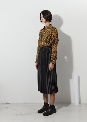 Satin Finish Long Pleated Skirt