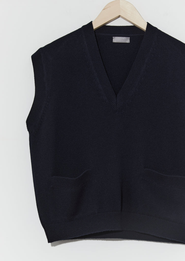 Merino Wool & Cashmere Vest — Navy
