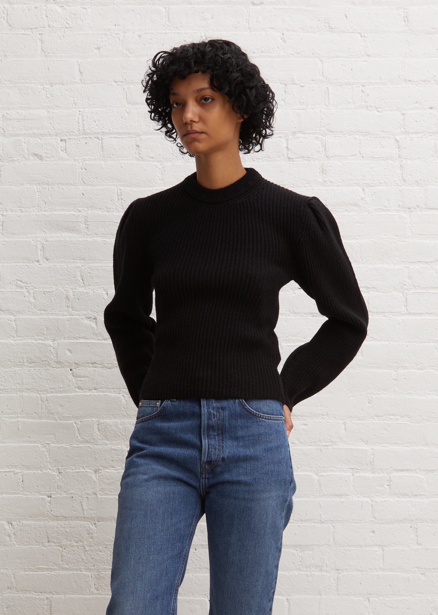 Puffy Sleeves Sweater — Black – La Garçonne