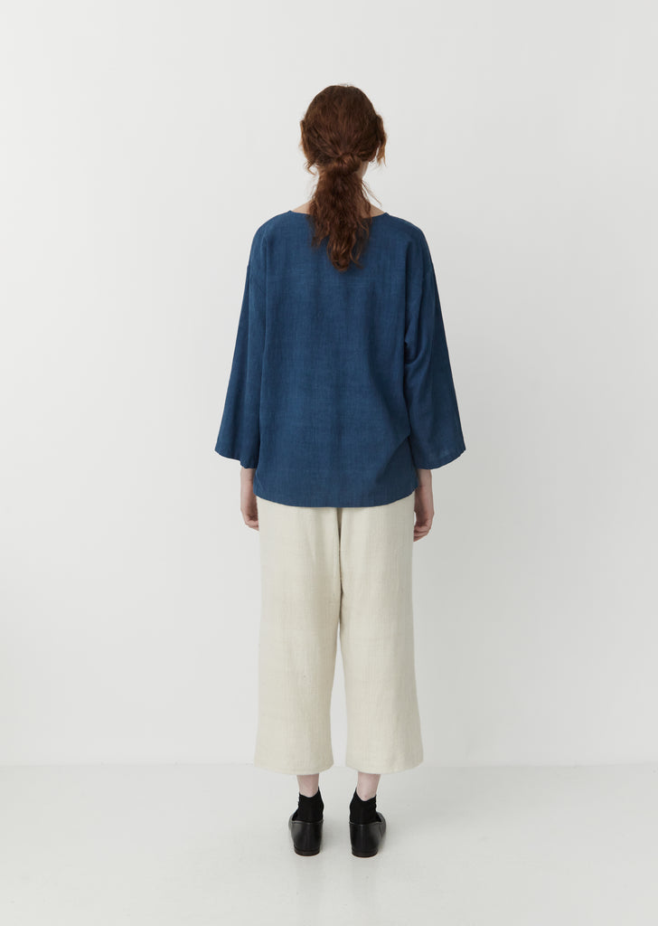 Woven Popover Shirt — Medium Indigo