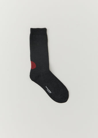 Japan Flag Socks — Charcoal Grey