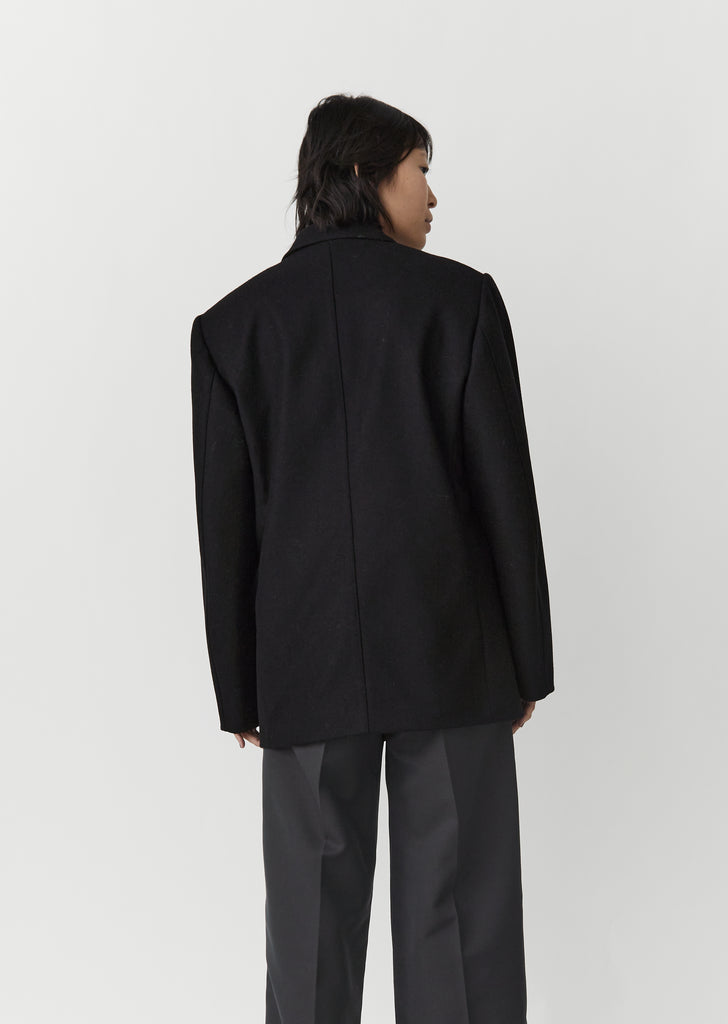Long Single Breasted Jacket — Black