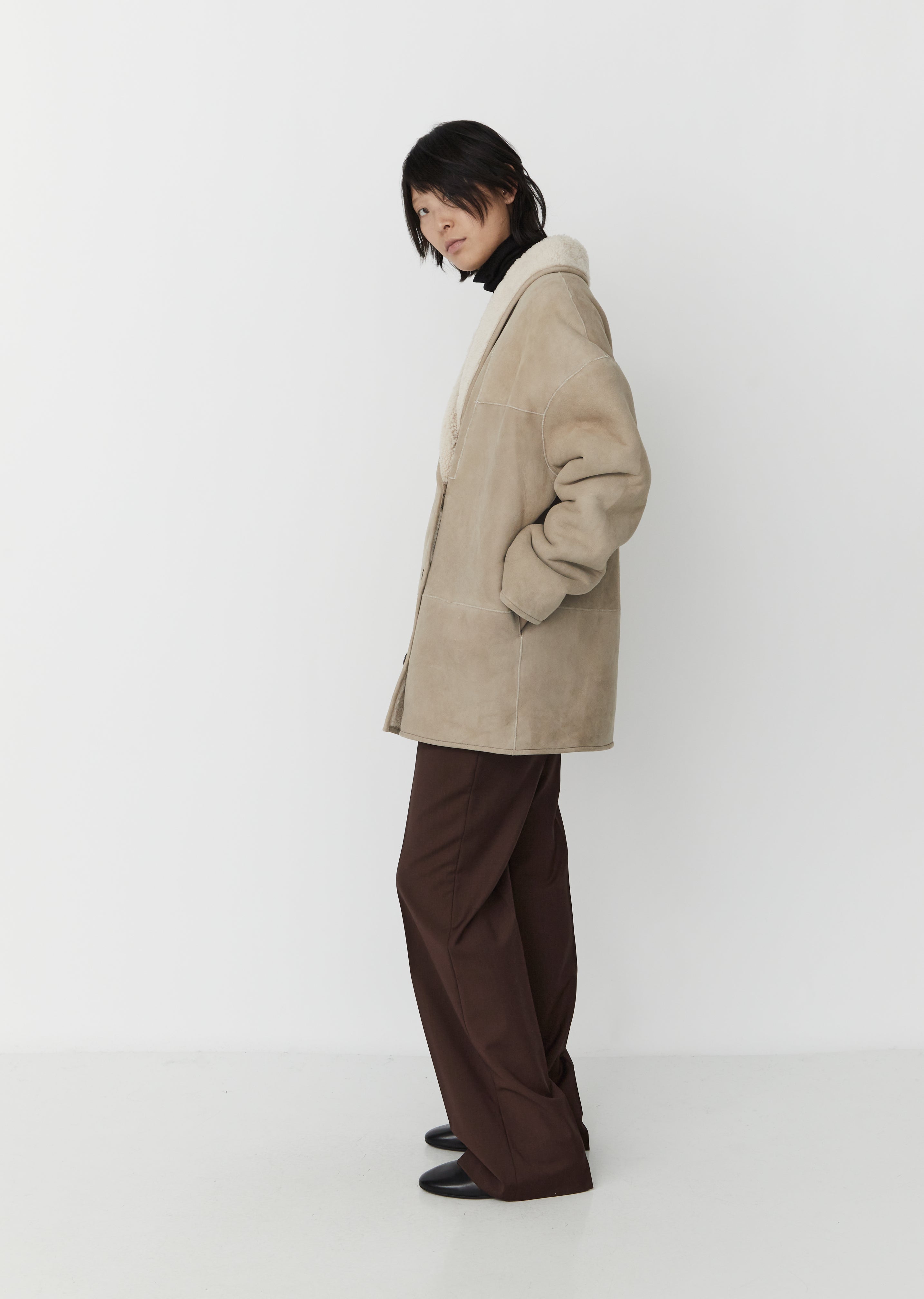 LA BELLE ETUDE【YAE】SHAGGY JACKOT Gray Cebu Shearling Jacket – La Garçonne