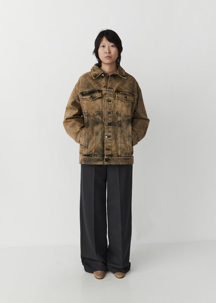 ECKHAUS LATTA デニムクロップドジャケット Eckhaus Latta Beige Cropped Denim Jacket Eckhaus Latta