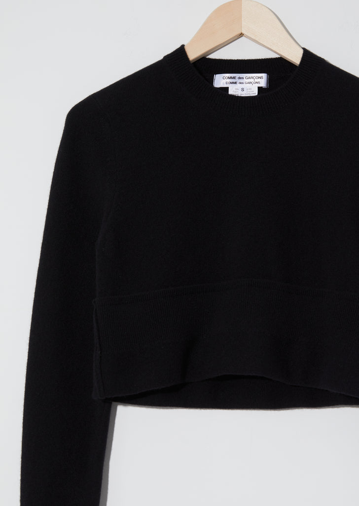Worsted Wool Cropped Sweater — Black