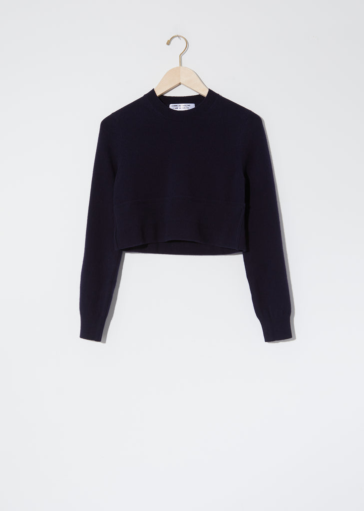 Worsted Wool Cropped Sweater — Navy