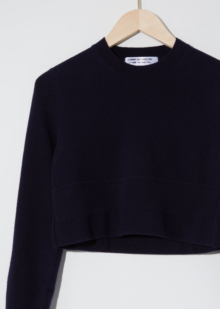 Worsted Wool Cropped Sweater — Navy