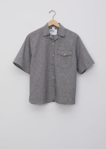 Cotton Linen Gingham Safari Shirt
