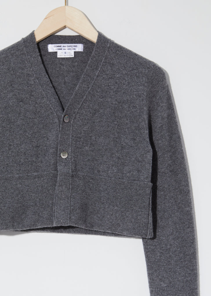 Worsted Wool Cropped Cardigan — Grey