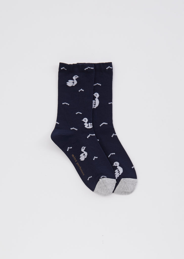 Lake Bird Socks — Navy