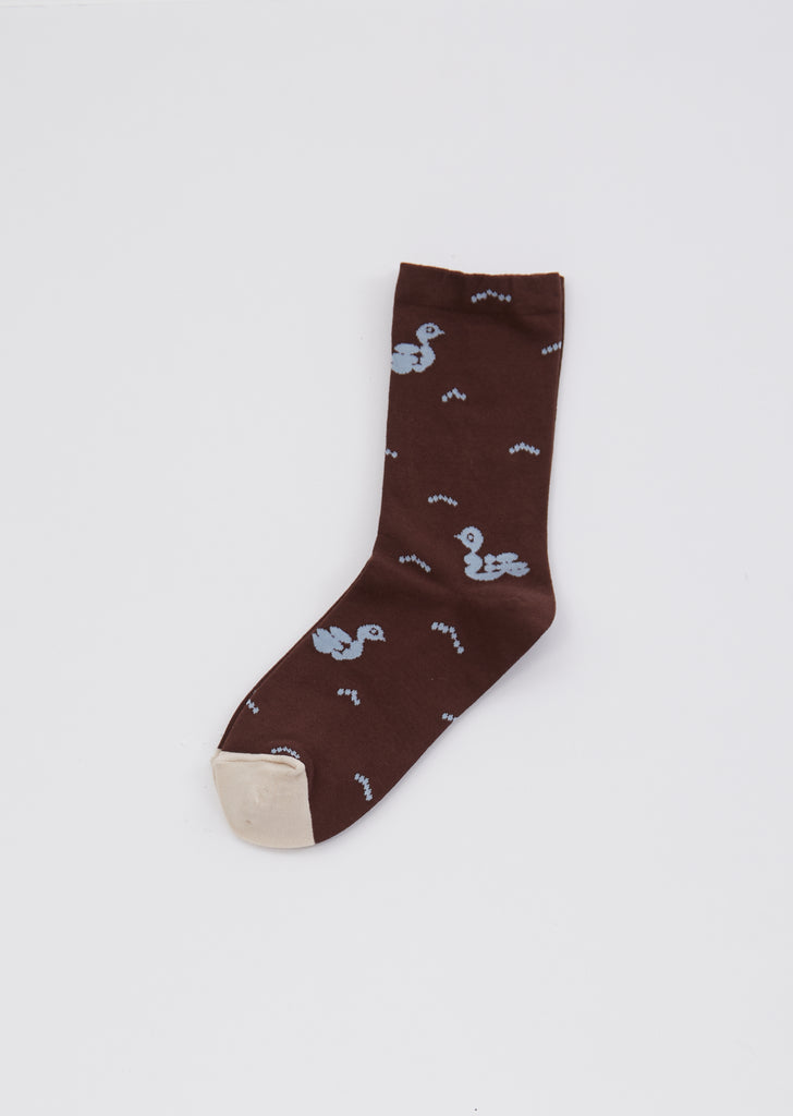 Lake Bird Socks — Brown
