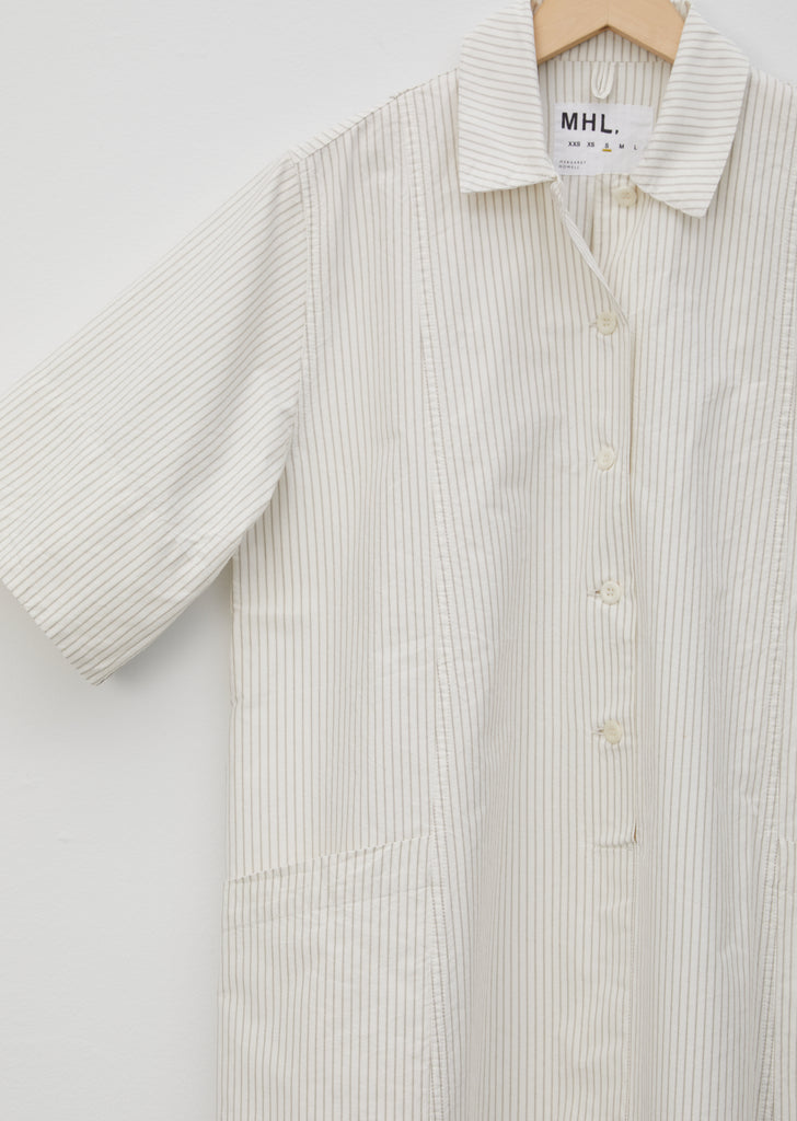Cotton Stripe Flared Shirt Dress