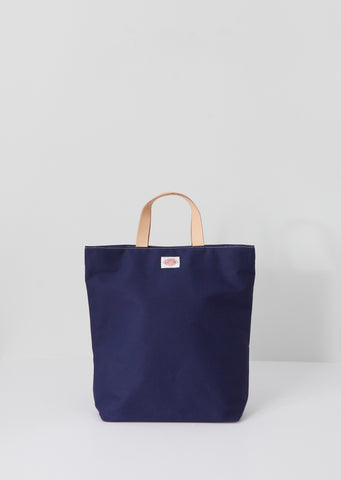 Leather Handle Canvas Tote — Navy
