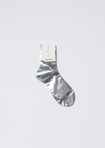 Laminated One Short Socks — Silver