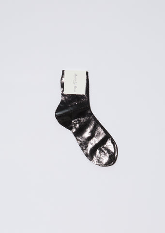 Laminated One Short Socks — Black