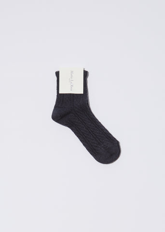 Braid Ankle Socks — Dark Grey
