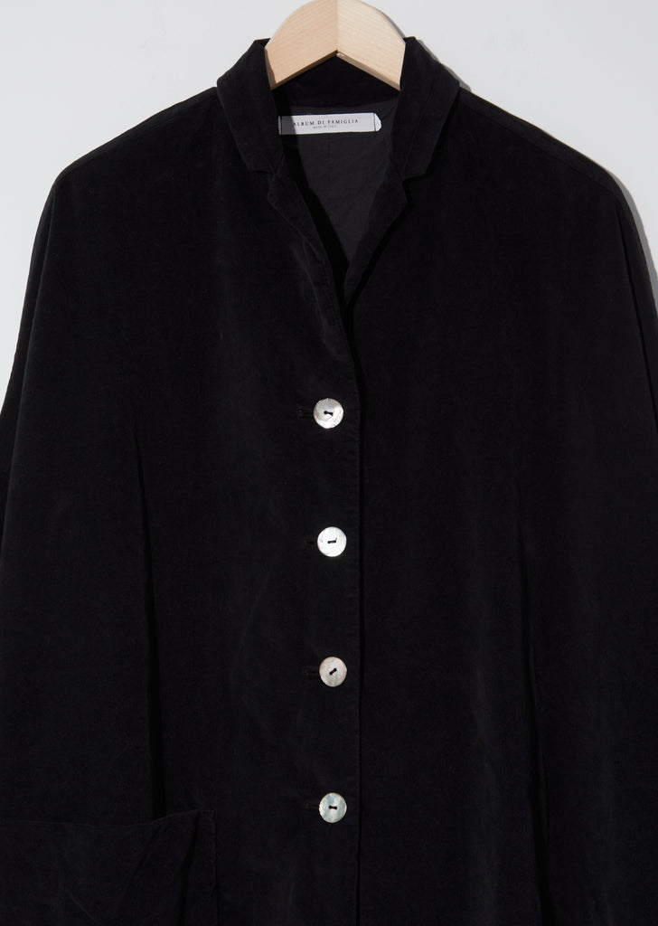 Velvet Loose Coat — Black