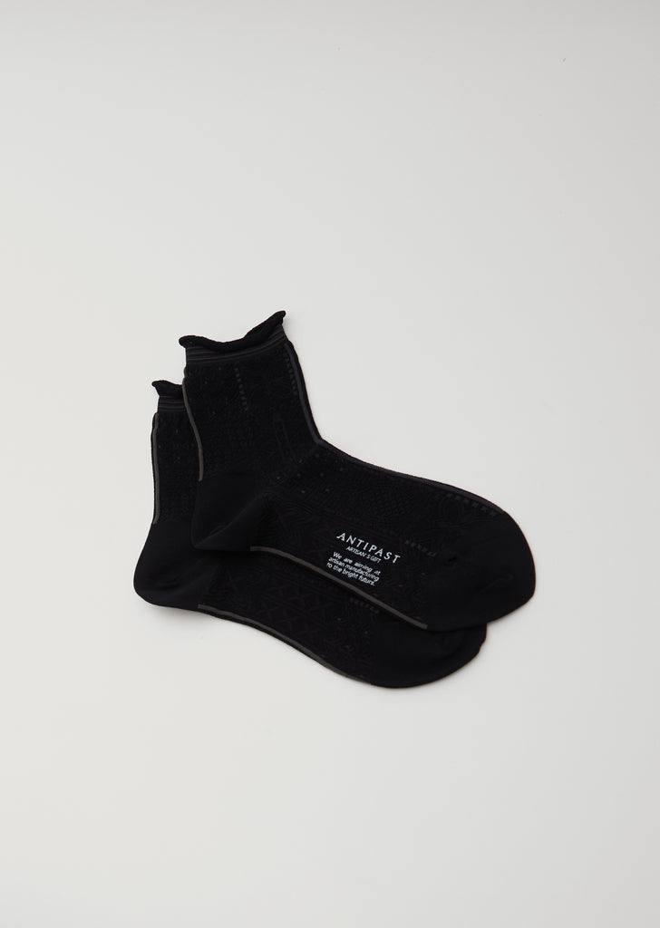 Block Lace Socks — Black