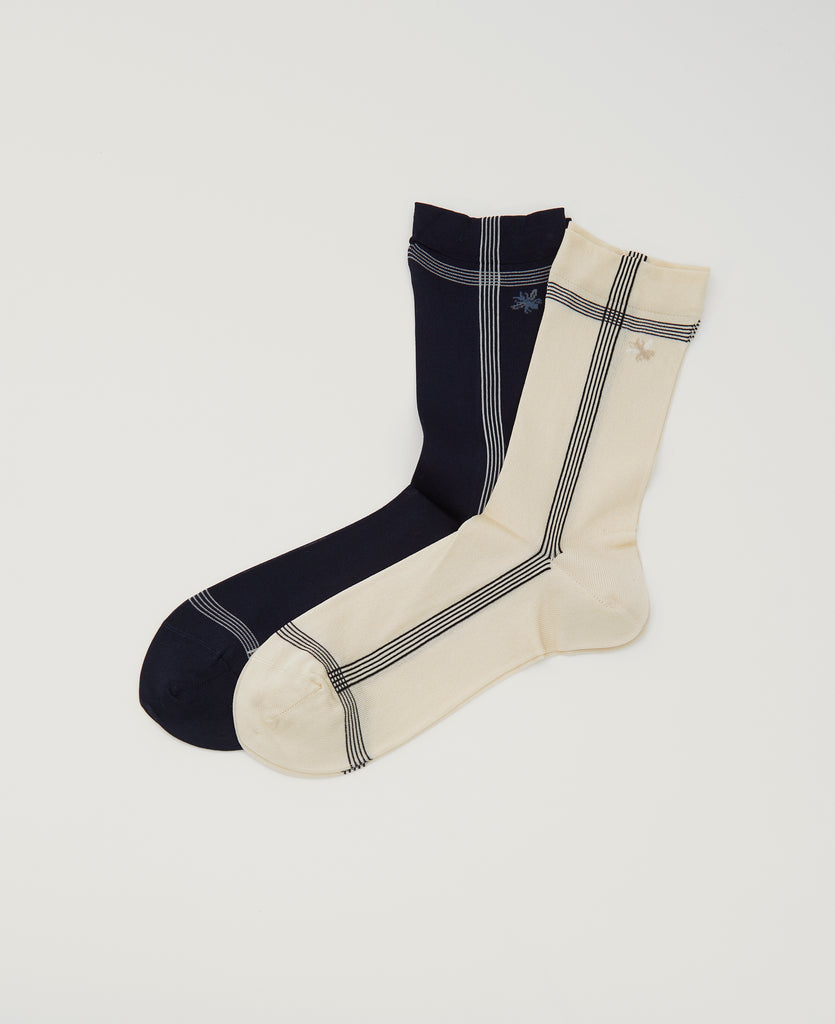 Raw Silk Socks — Navy