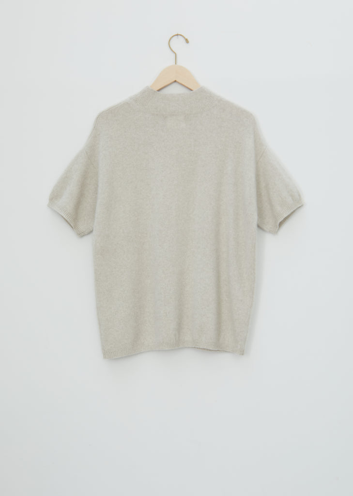 Pertusato Wool Short Sleeve Sweater — Stone