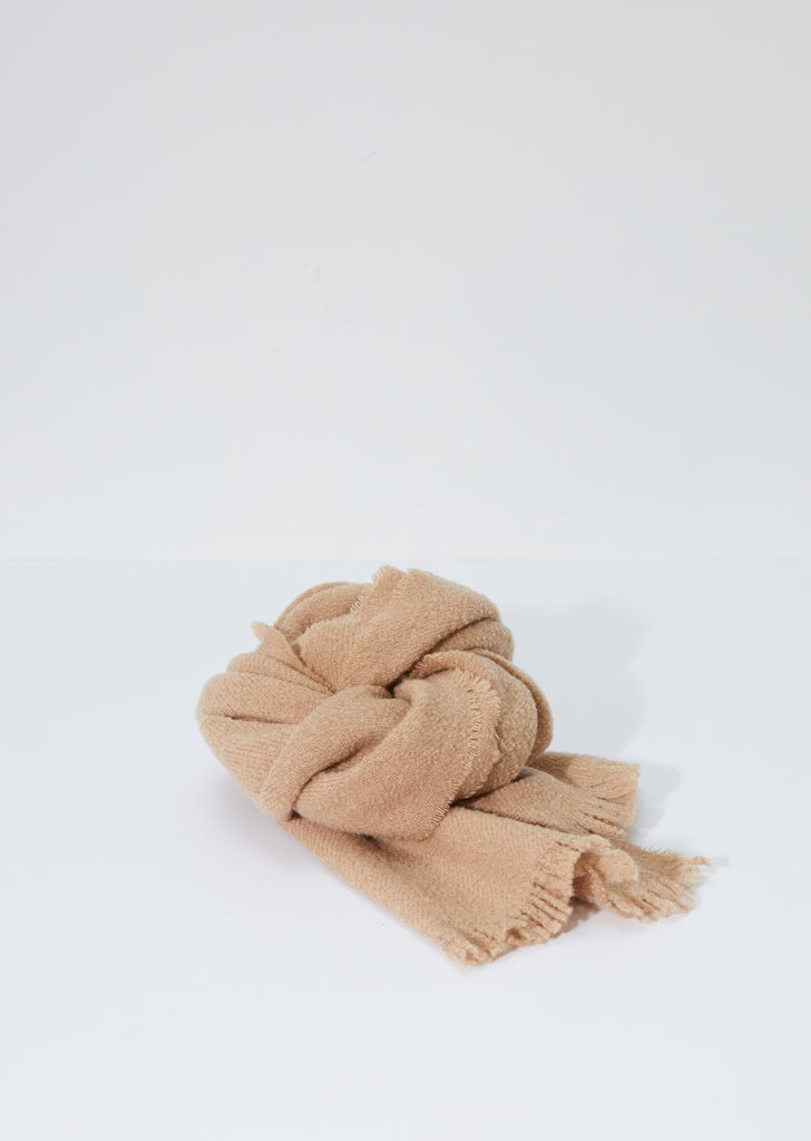 Solid Fleecy Wool & Cashmere Scarf — Camel