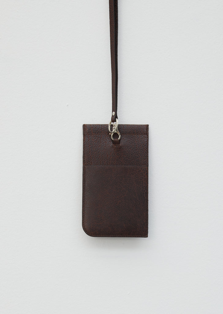 Leather Neck Pouch — Dark Brown