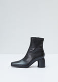 Round Heel Leather Ankle Boots