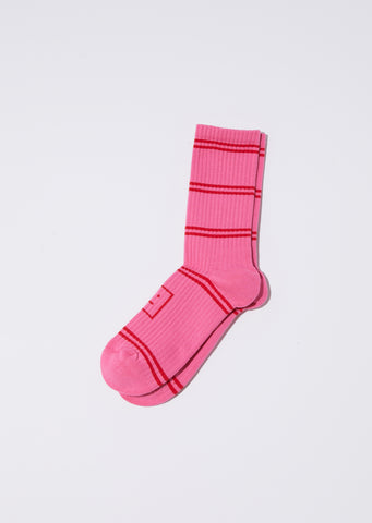 Unisex Rib Jacq Face Socks — Bubble Pink