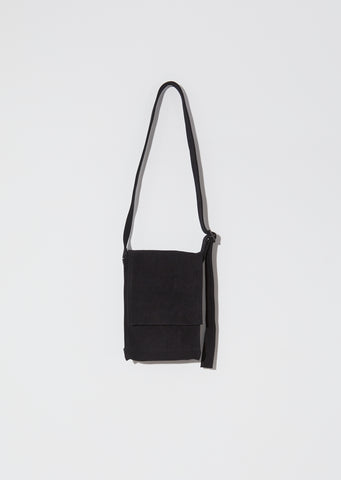Washed Canvas Shoulder Bag, Small — Black