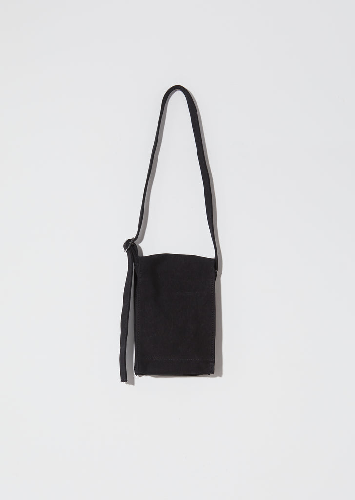 Washed Canvas Shoulder Bag, Small — Black