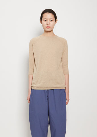 3/4 Sleeve Cotton Sweater - Sand