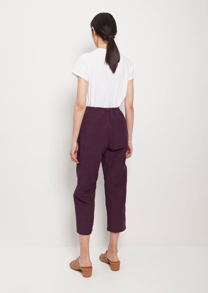 Tapered Linen Cotton Trousers — Aubergine - M / Aubergine