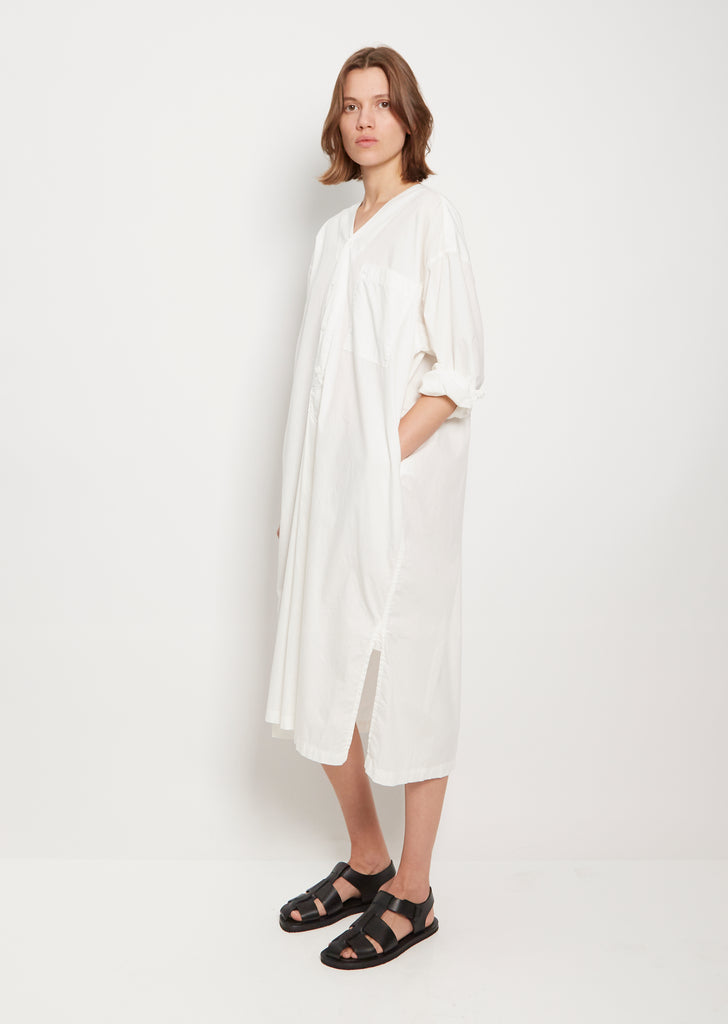 Pleated Sleeping Shirt Dress — White