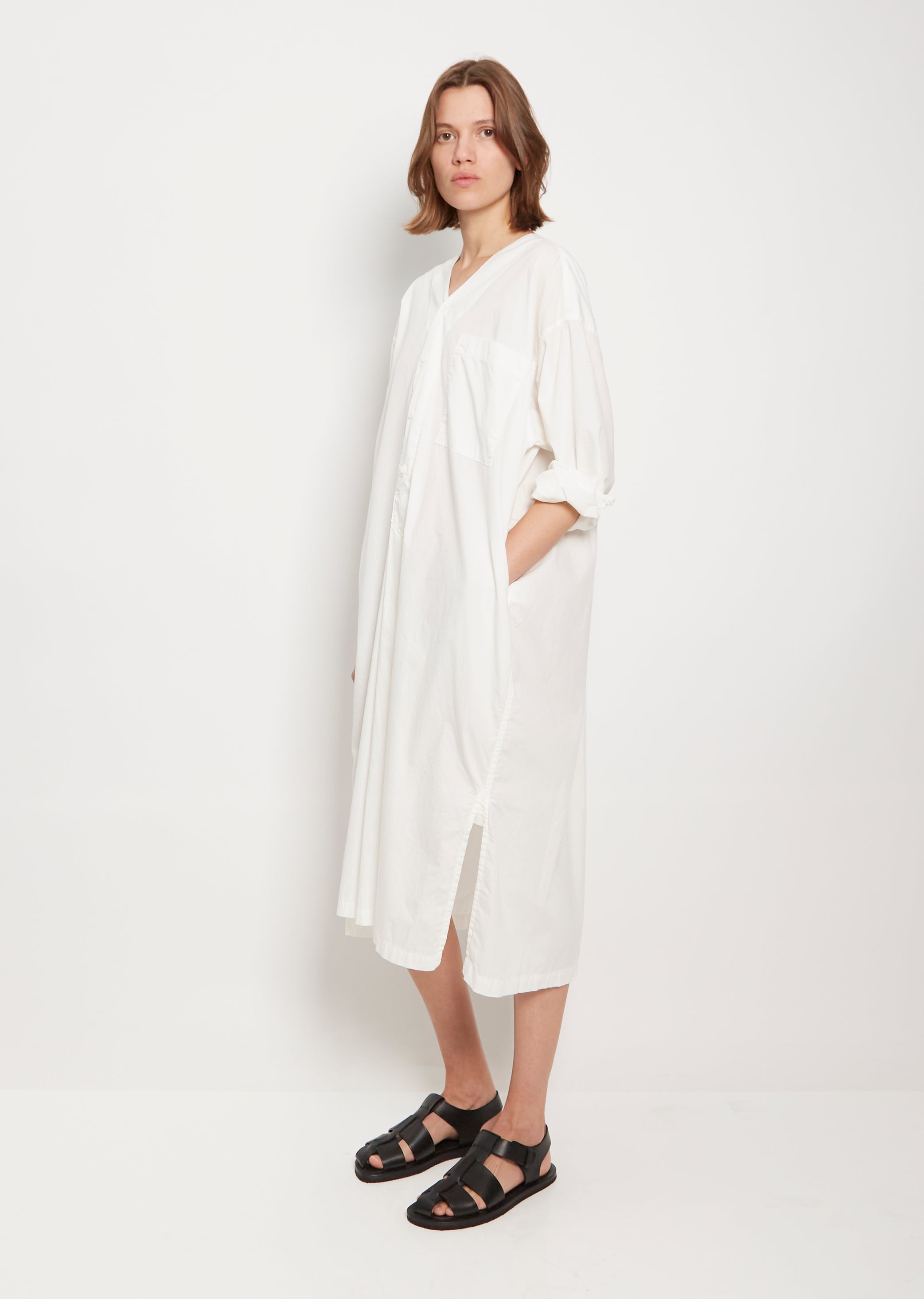 Pleated Sleeping Shirt Dress White La Garonne Pleated Sleeping Shirt Dress White La Garonne