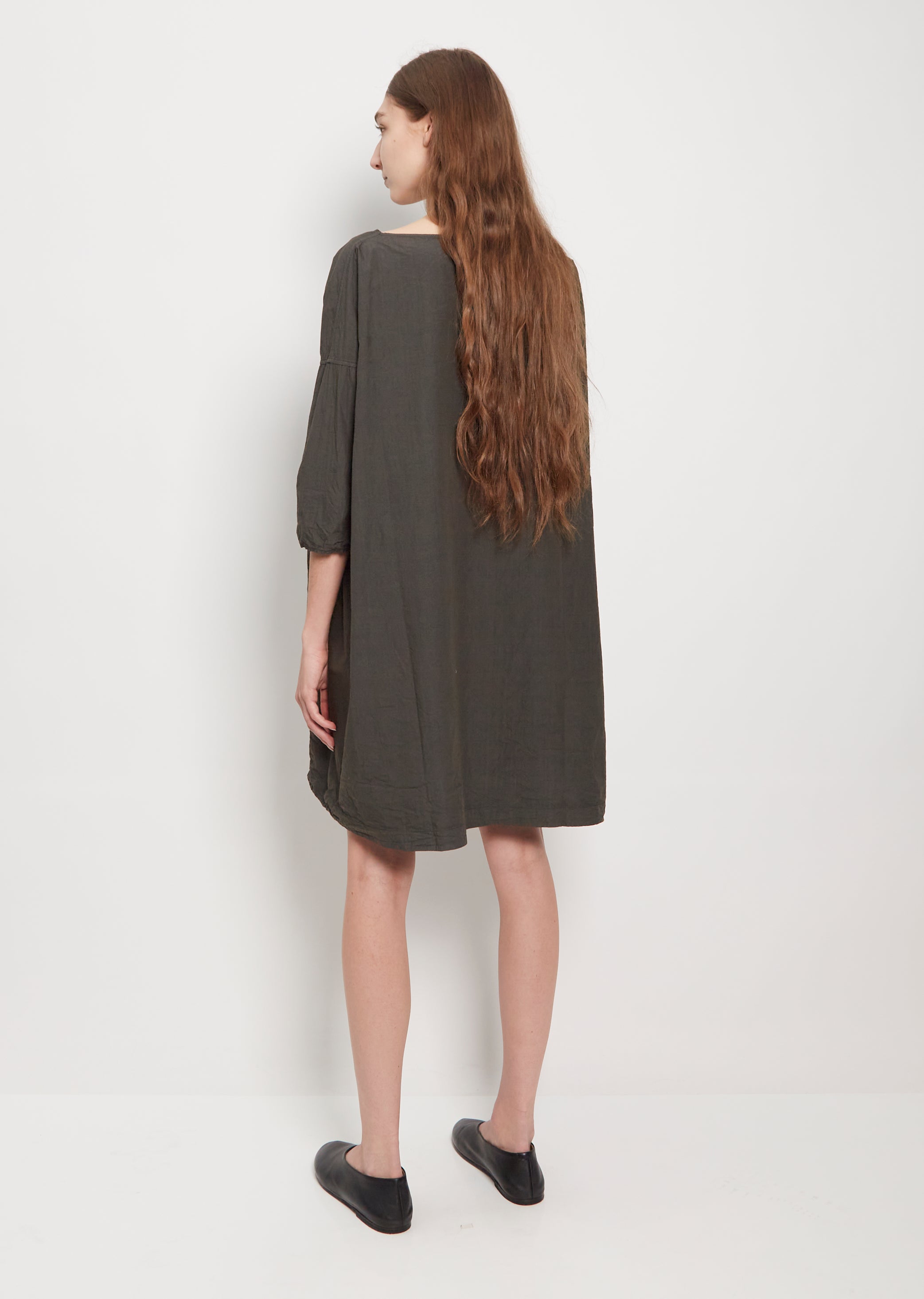 Tissue Cotton Boatneck Dress Moss La Garonne Tissue Cotton Boatneck Dress Moss La Garonne