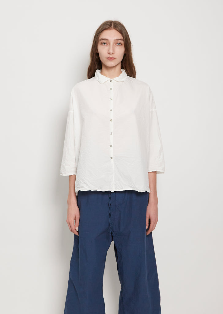 Tissue Cotton Short Collar Shirt — Milk