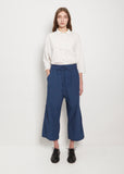 Tissue Cotton Wide & Short Trousers — Navy