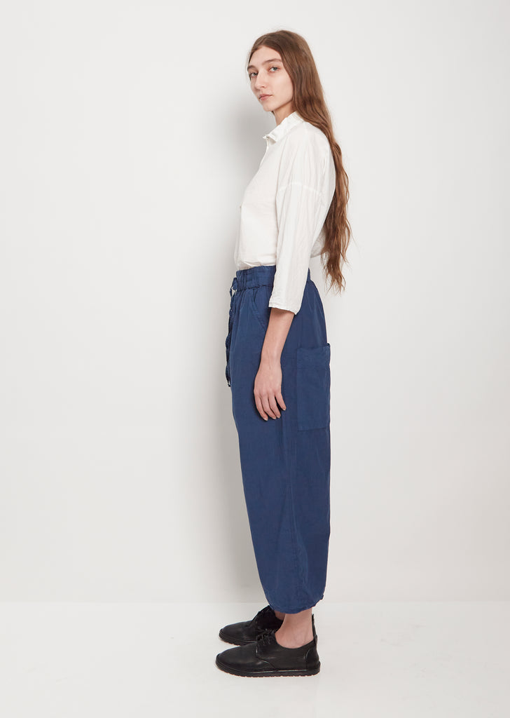 Tissue Cotton Wide & Short Trousers — Navy