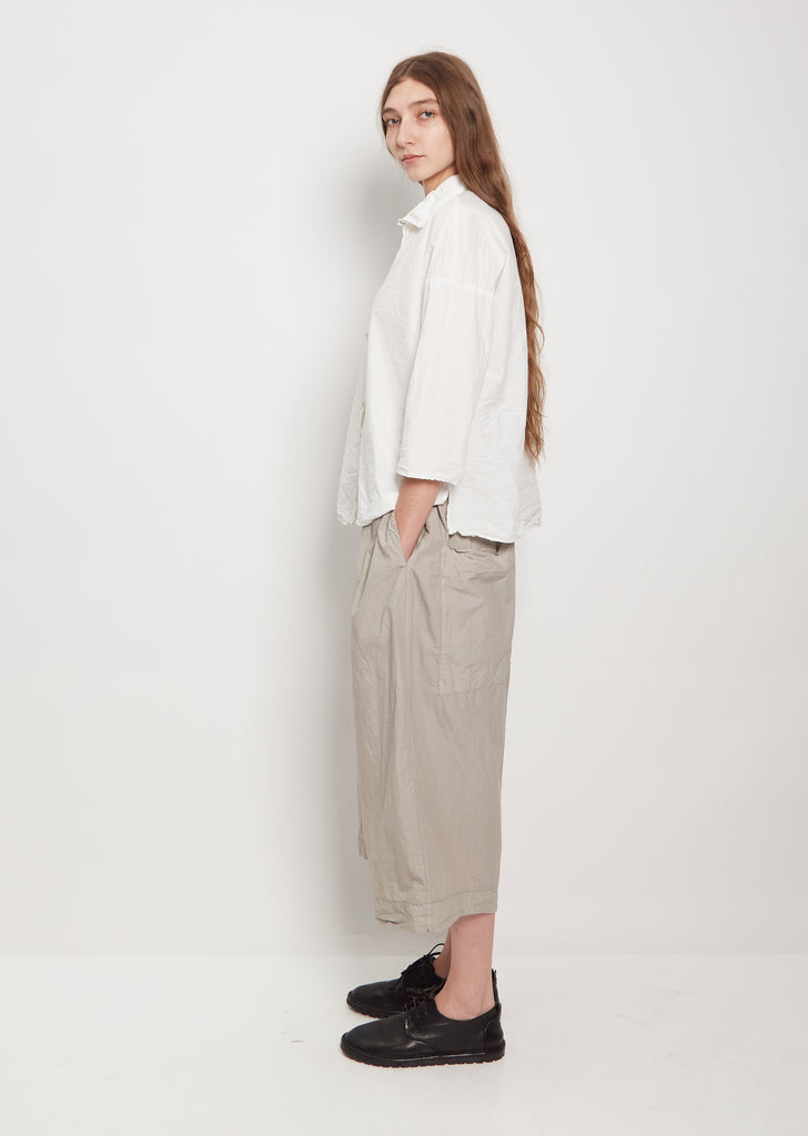 Tissue Cotton Wide Trousers — Stone Grey