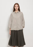 Tissue Cotton Short Collar Shirt — Stone Grey