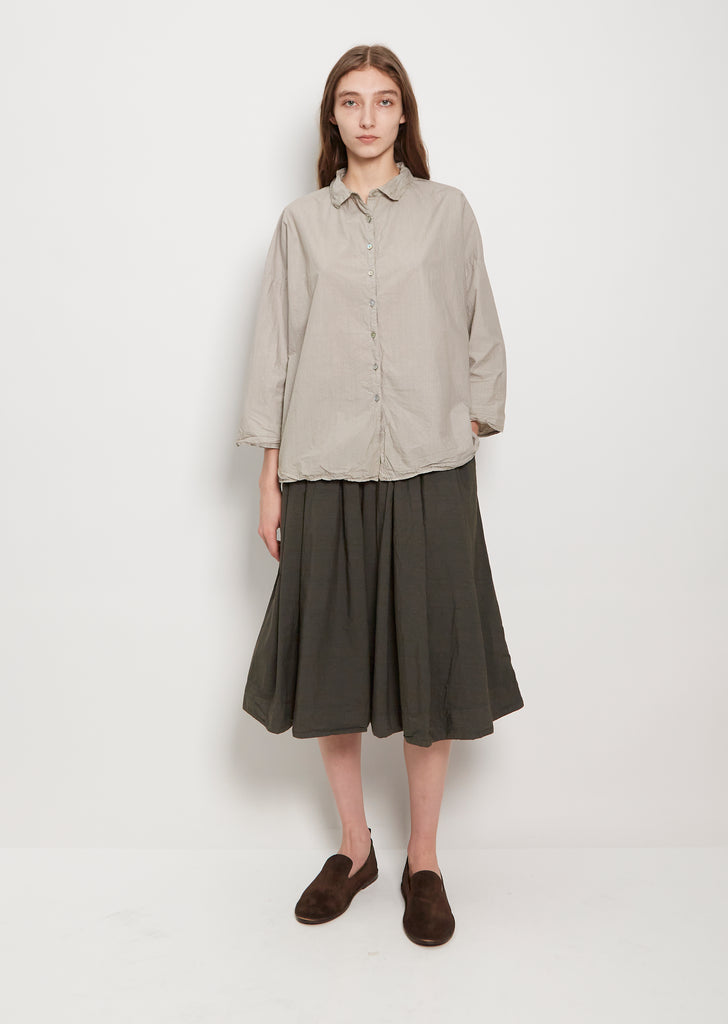 Tissue Cotton Short Collar Shirt — Stone Grey