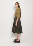Tissue Cotton Pleated Skirt — Moss