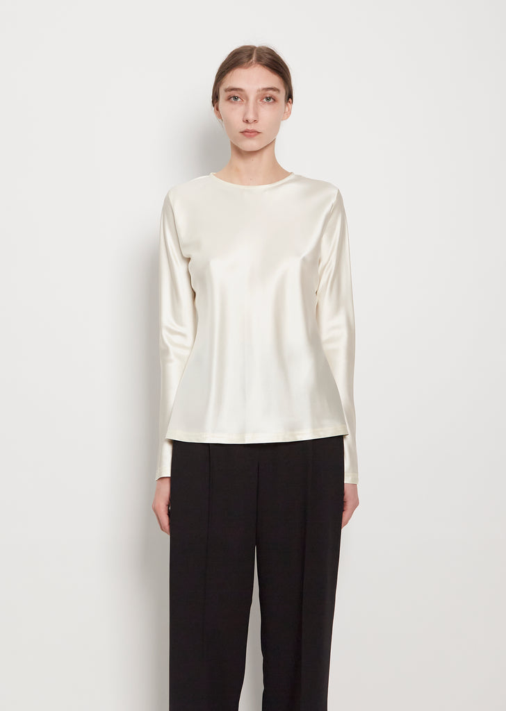 Cybele Satin Mulberry Silk Blouse — Off-White