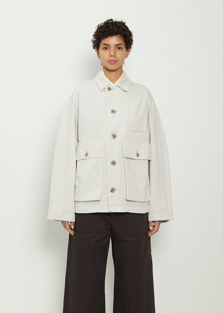 Unisex Boxy Cotton Jacket — Denim Snow Grey