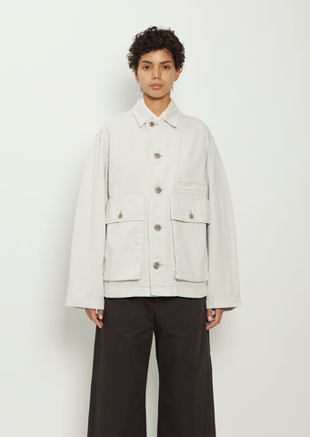 Unisex Boxy Cotton Jacket — Denim Snow Grey