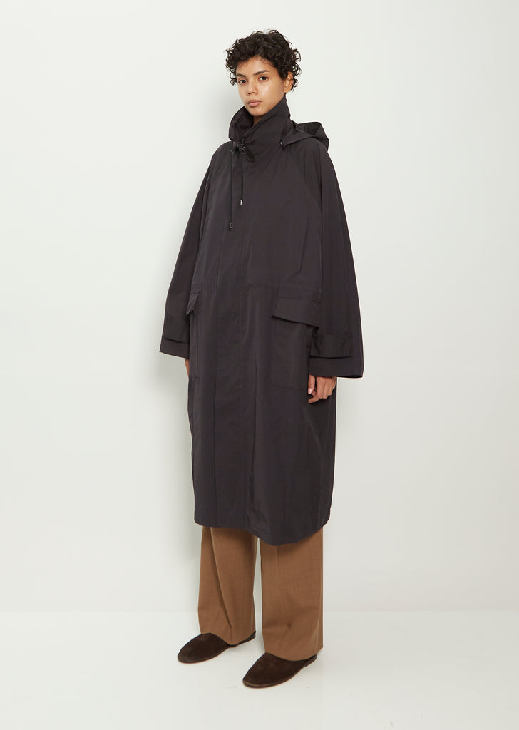 Hooded Parka Coat — Black