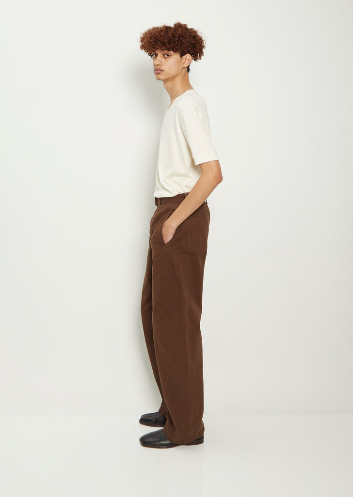 Unisex Twisted Belted Cotton Pants - Dark Brown