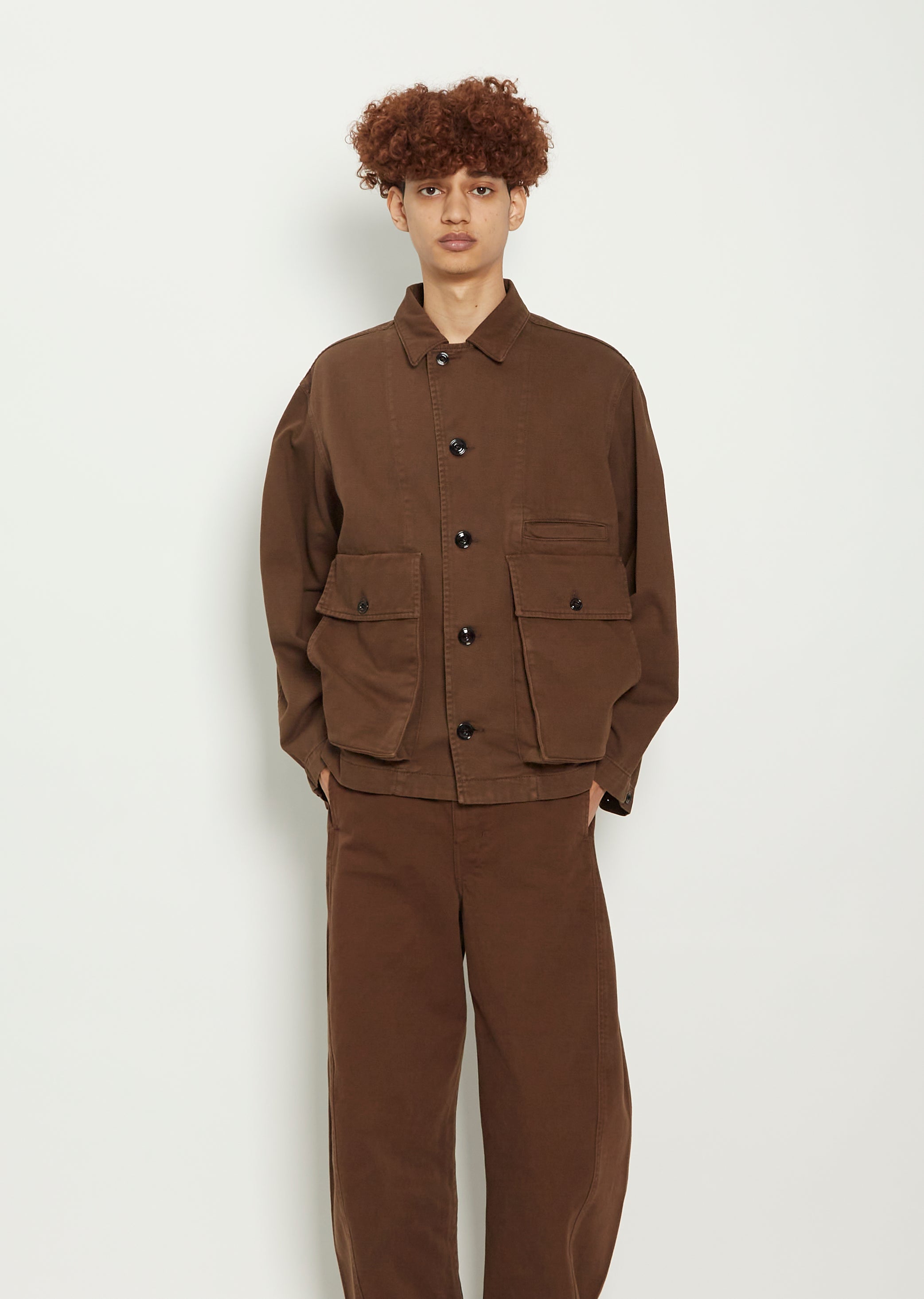 Men's Boxy Cotton Jacket — Brown – La Garçonne