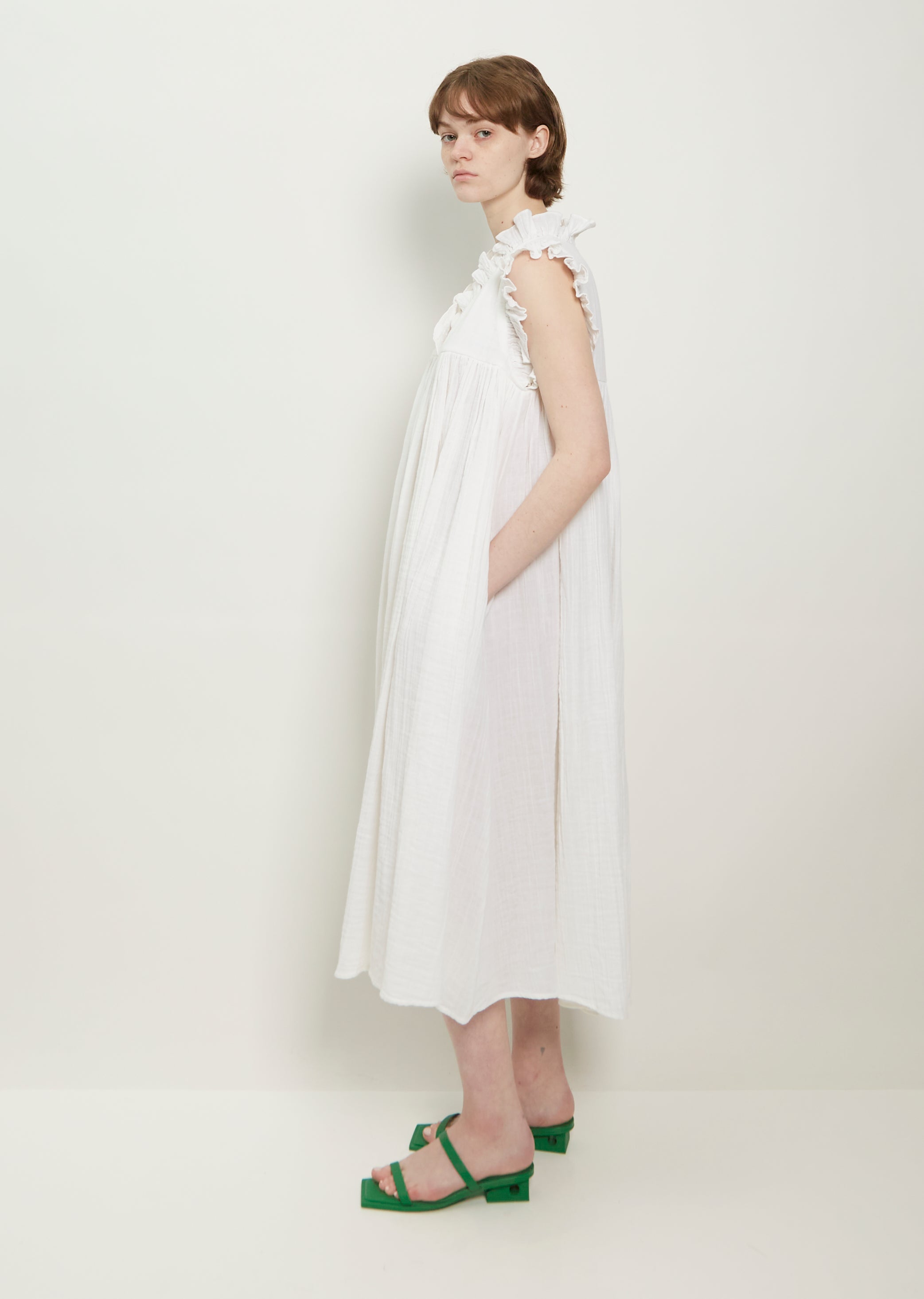Petra Double Cloth Cotton Empire Dress La Garonne Petra Double Cloth Cotton Empire Dress La Garonne